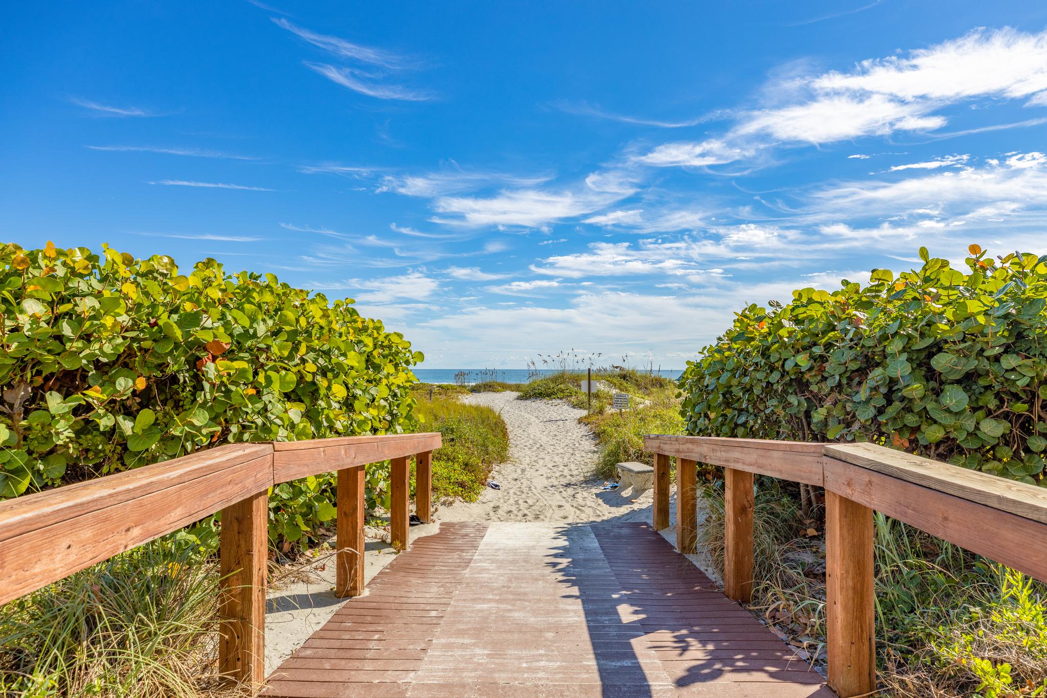 Beach boardwalk at Cocoa Beach