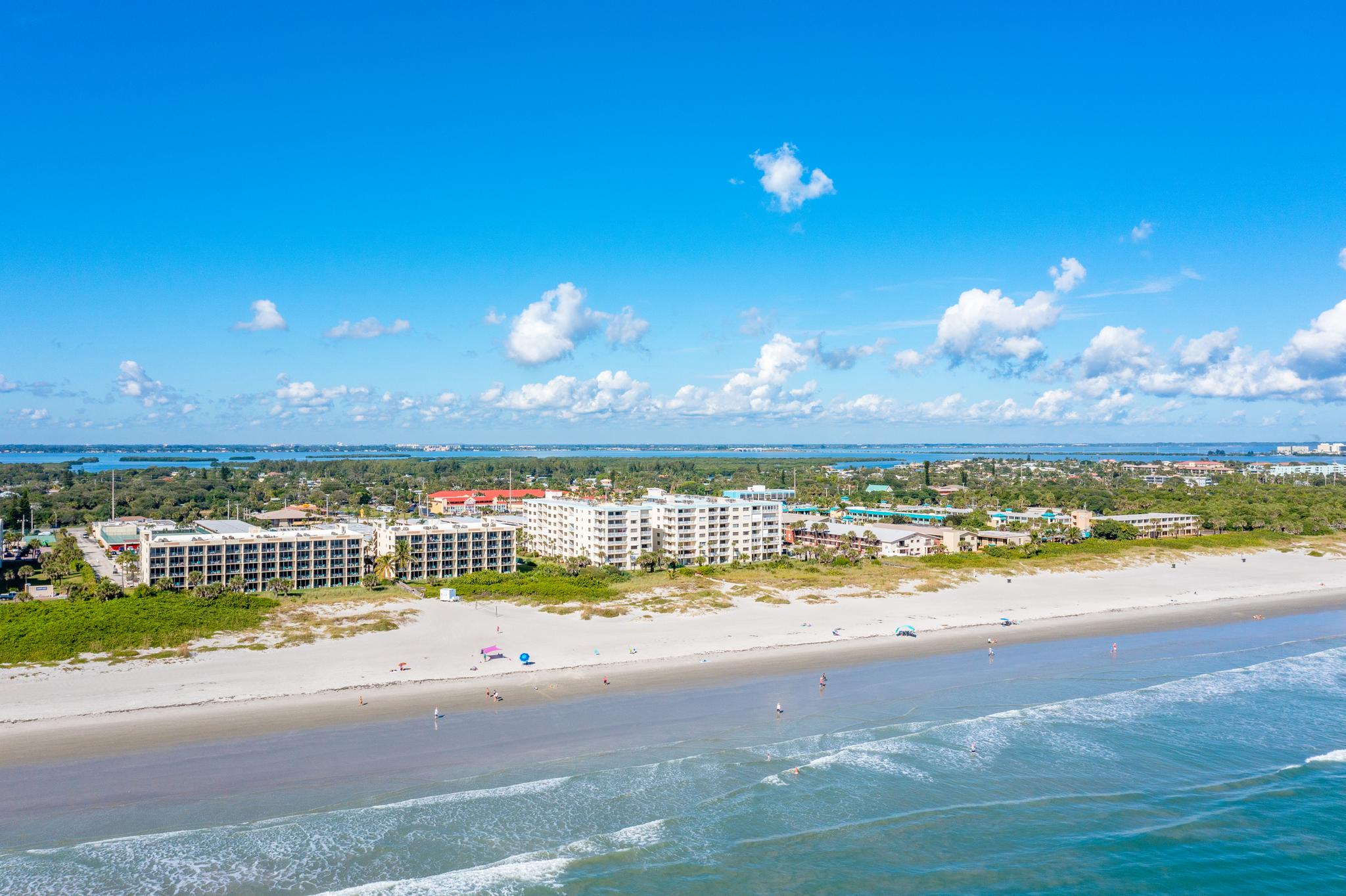 Cocoa Beach shoreline looking north toward Port Canaveral