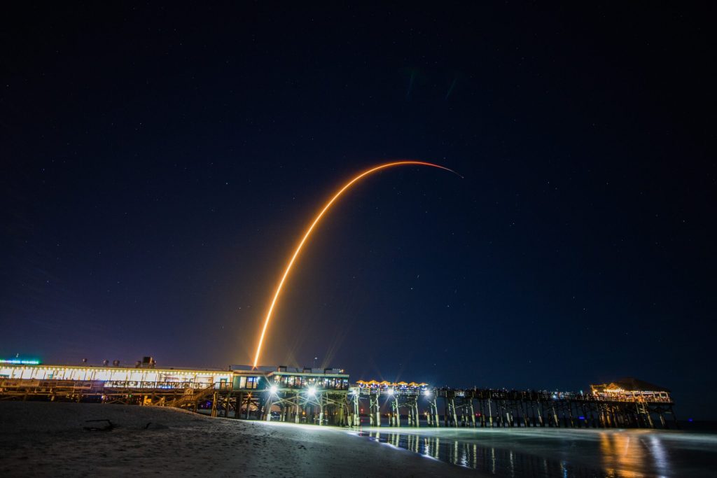 SpaceX rocket launch viewed from Cocoa Beach